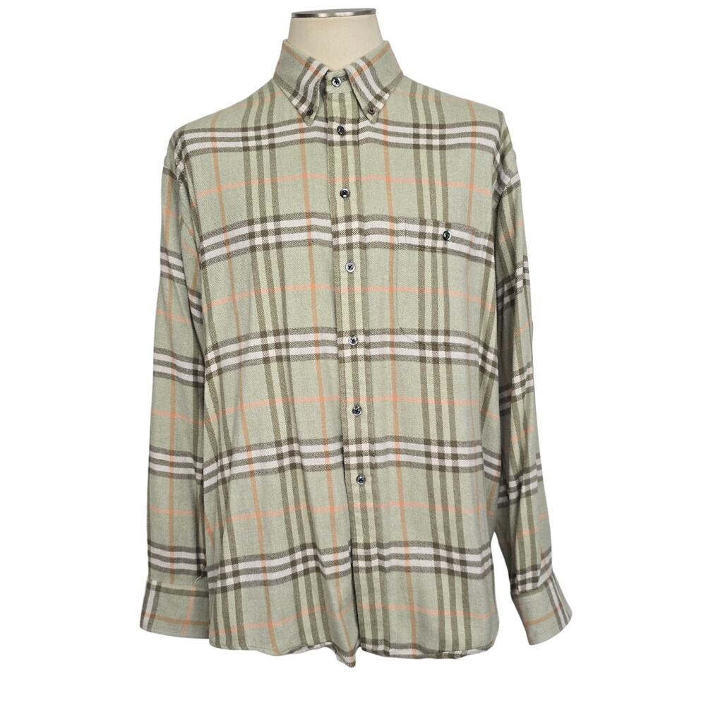 Burberry London Vintage Men’s Check Plaid Flannel Long Sleeve Shirt Size L